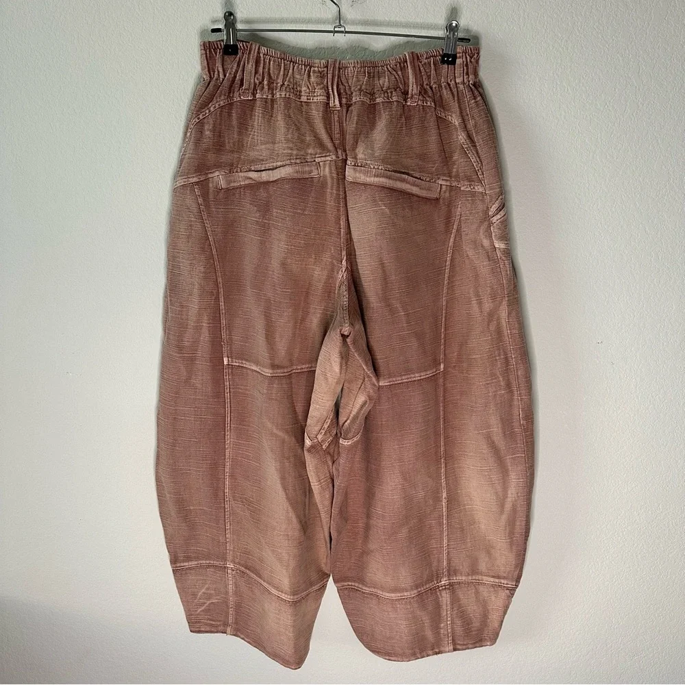 Free People Ride Out Barrel Moto Pants Pink Terracotta Canyon Sunset SZ S - Picture 7 of 8